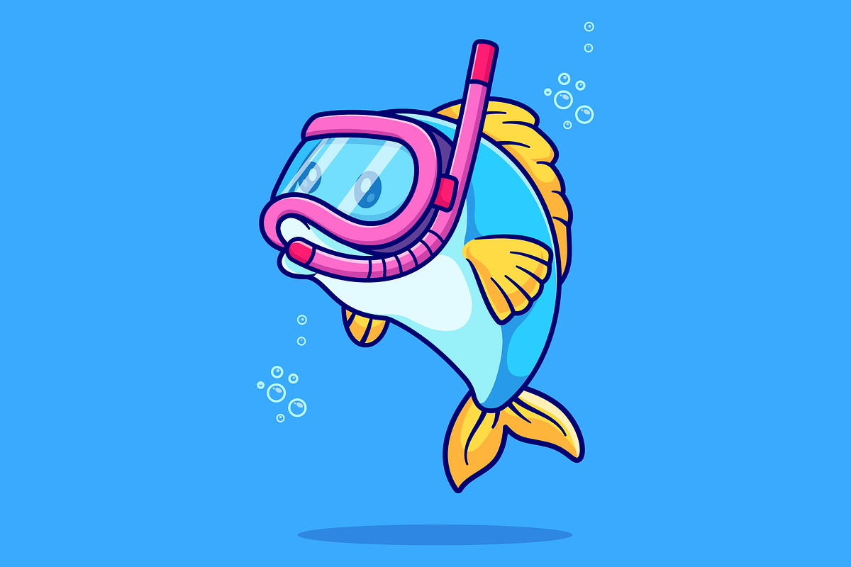 Cute Fish Diver Snorkeling In Ocean, an Animal Illustration by Catalyst Labs (Photo 1 of 3)