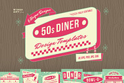 1950s Retro Diner Design Templates, an Illustration by Wingsart Studio (Thumbnail 1 of 4)