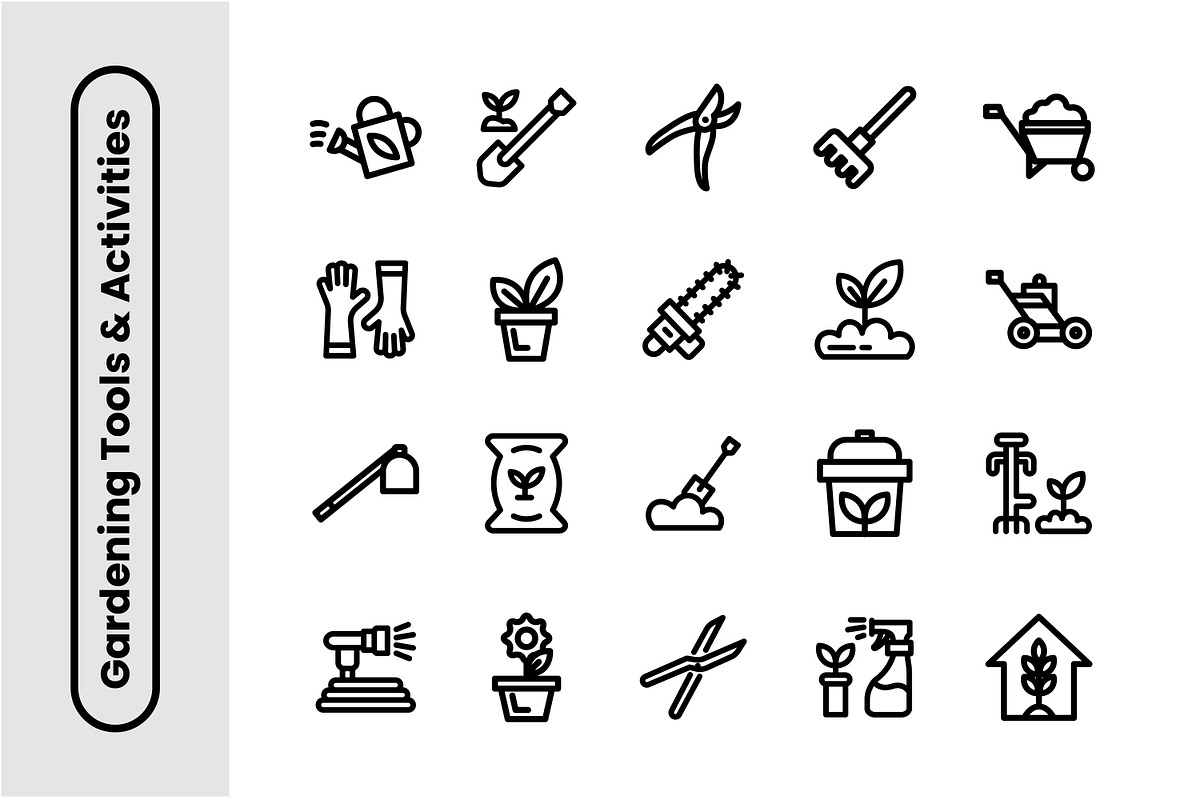 Gardening Tools and activities Thick, an Icon by Decta Store