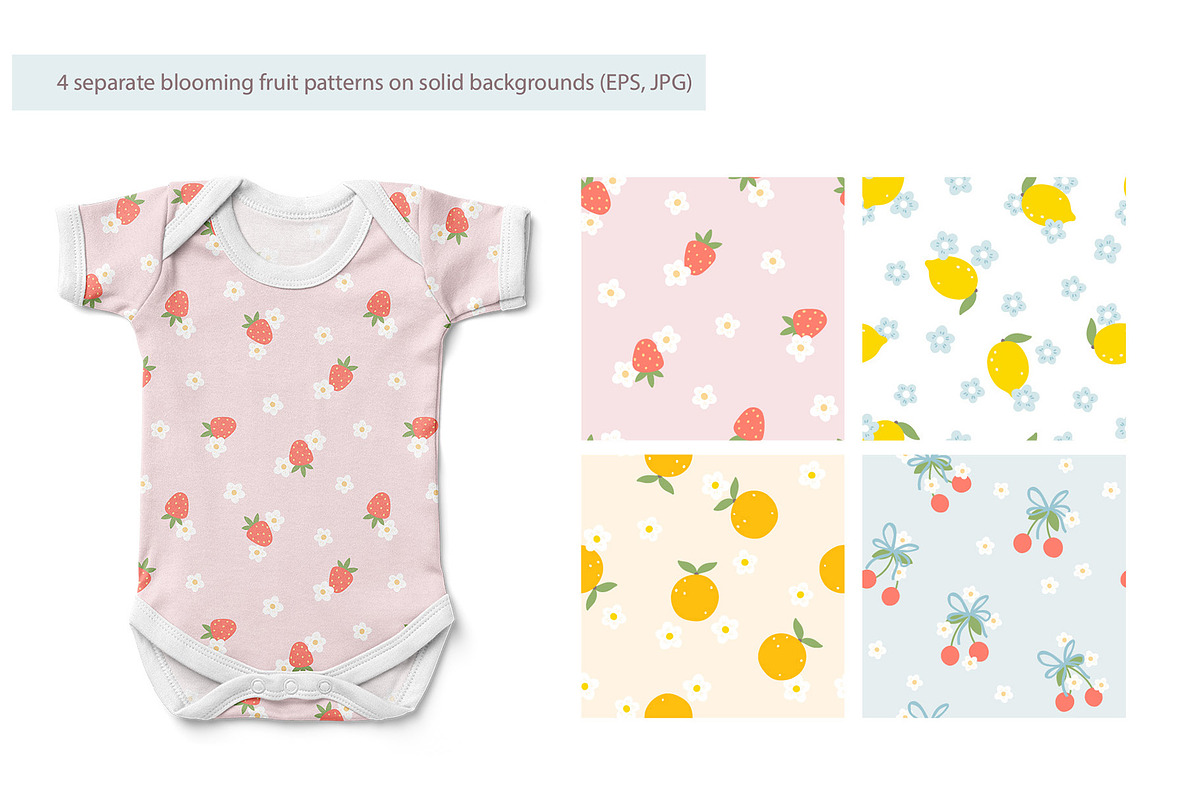 Blooming Fruits Gingham Patterns, a Pattern Graphic by Svitlana Kharchuk (Photo 4 of 8)