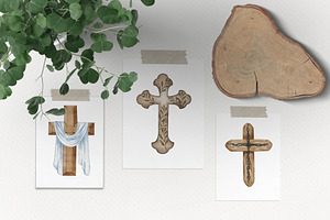 Wooden Crosses Watercolor Set