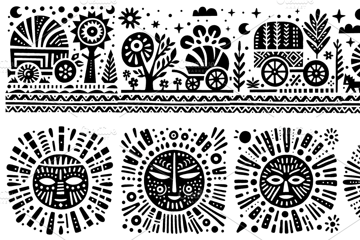 Vintage Flowers Folk Art, a Decorative Illustration by devastd (Photo 15 of 28)