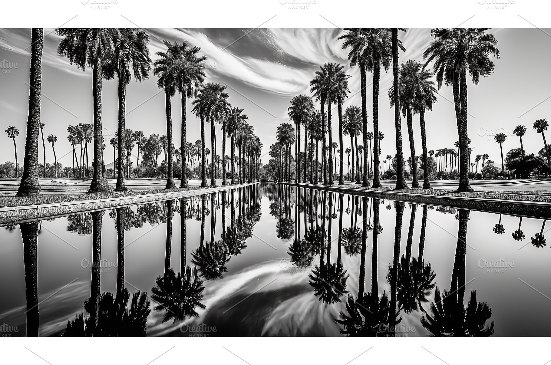 tranquility palm trees black and, a Beauty & Fashion Photo by pikepicture
