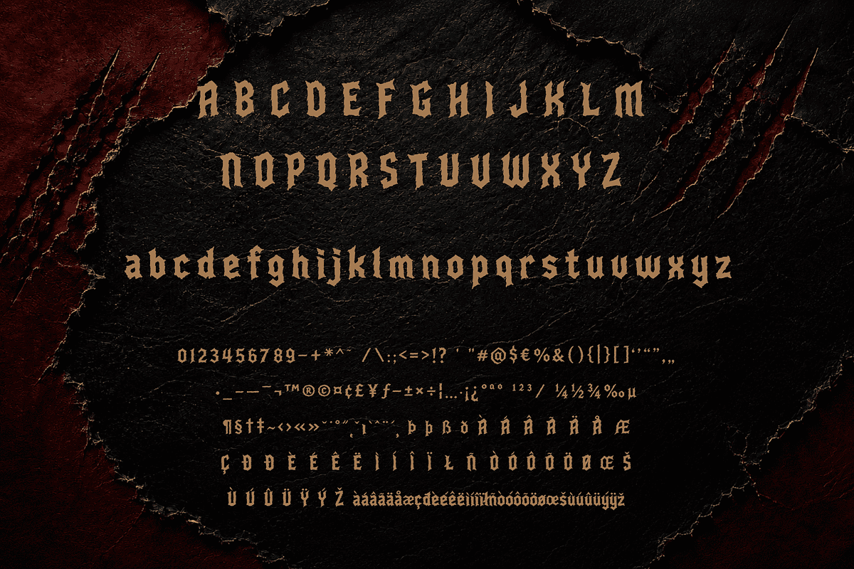 Bloodclaw Font – The Baddest Font, a Blackletter Font by Letterhanna Studio (Photo 9 of 9)