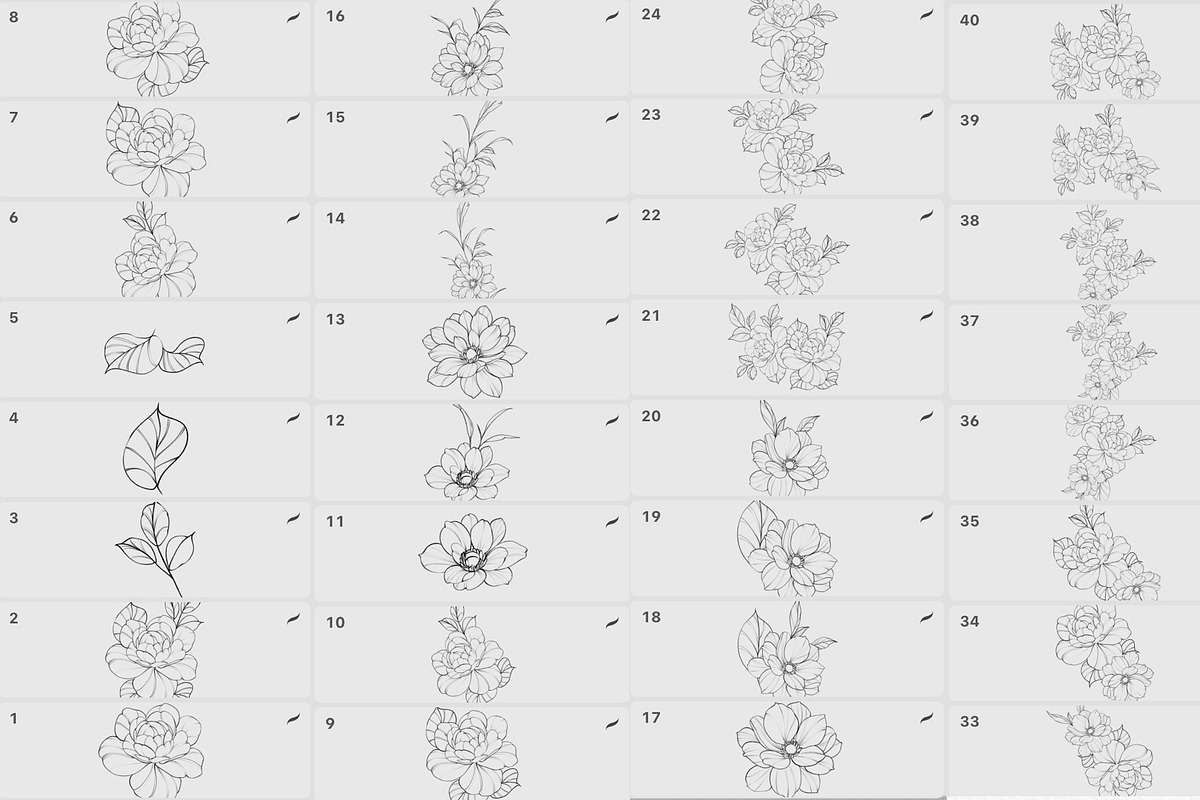 Procreate flower stamp, garden, a Brush Add-On by AnnaPolitmerskaja (Photo 3 of 5)