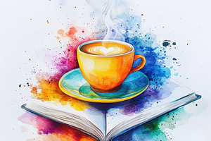 Watercolor Latte Art Heart Coffee Cu, a Food & Drink Photo by Pixeness Studio