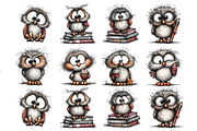 Whimsical Funny Cute Owl Clipart, an Illustration by DreamArtGraphic (Thumbnail 2 of 5)