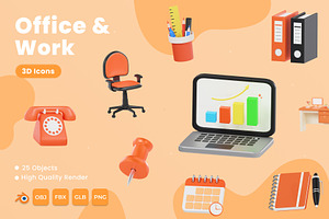 Office & Work 3D Icons