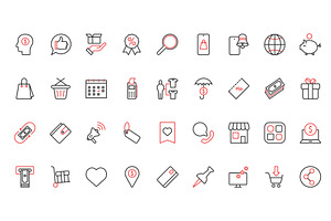 Store sales ecommerce icons, an Object Illustration by Lemberg Vector