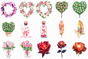 Romance Floral Clipart, an Illustration by Watercolor design (Thumbnail 2 of 2)
