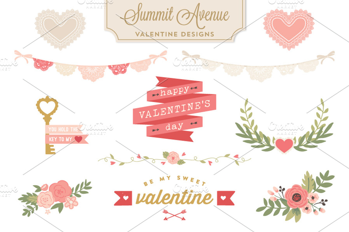 Valentine Bunting & Floral Bundle, an Illustration by Summit Avenue (Photo 3 of 5)