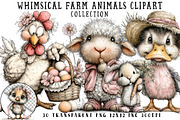Whimsical Farm Animals Clipart, an Illustration by OK Design (Thumbnail 1 of 6)