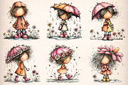 Whimsical Rainy Day Kids Clipart, an Illustration by Digital Artistic99 (Thumbnail 4 of 11)