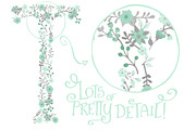 Mint & Grey Floral Alphabet Vectors, an Illustration by Amanda Ilkov (Thumbnail 4 of 5)