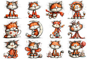 Whimsical Cat Clipart, an Illustration by Design Market (Thumbnail 2 of 5)