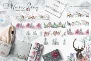 Winter Story Watercolor Clipart, an Animal Illustration by BalanceUA (Thumbnail 9 of 13)