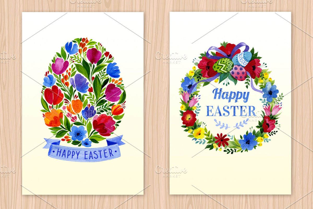Cards Happy EASTER watercolor, an Illustration by Samira (Photo 3 of 3)