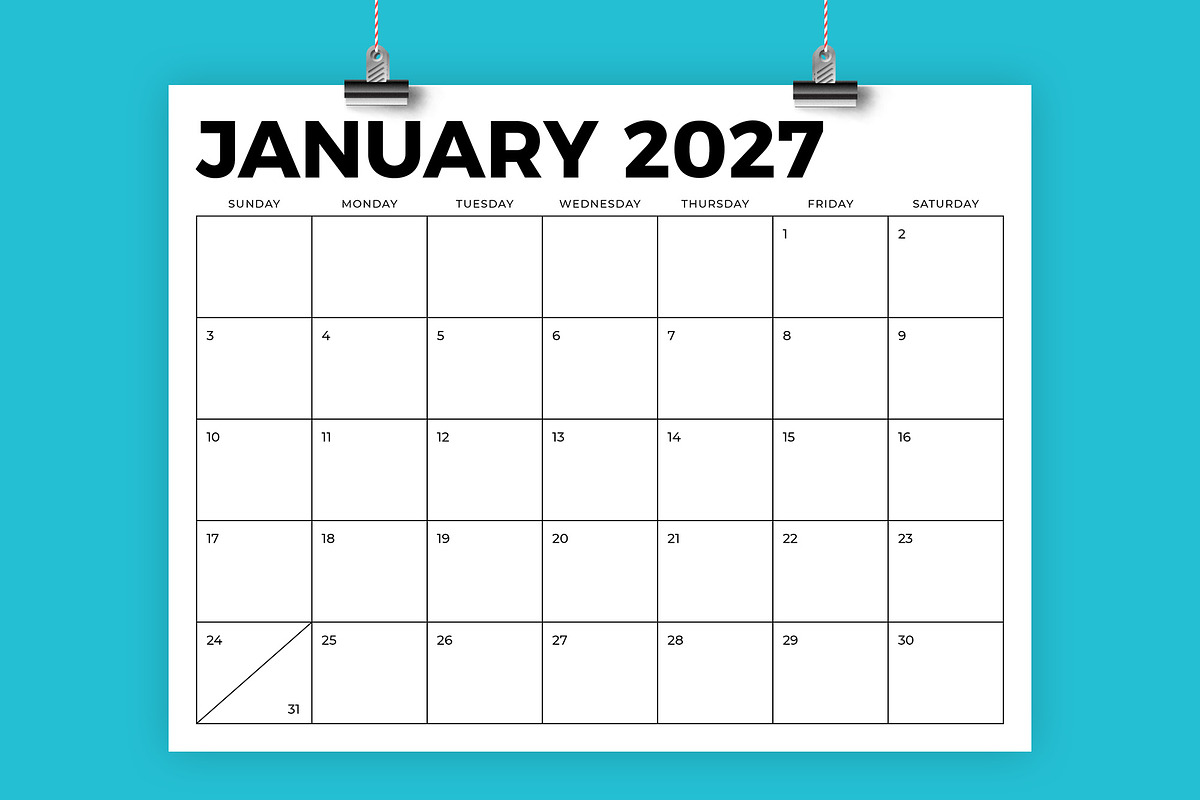 2027 8.5 x 11 Inch Calendar Template, a Stationery Template by Running With Foxes (Photo 1 of 5)