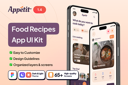 Appetit - Food Recipes App UI Kit, an UI Kit Template by Rafiq | YDN