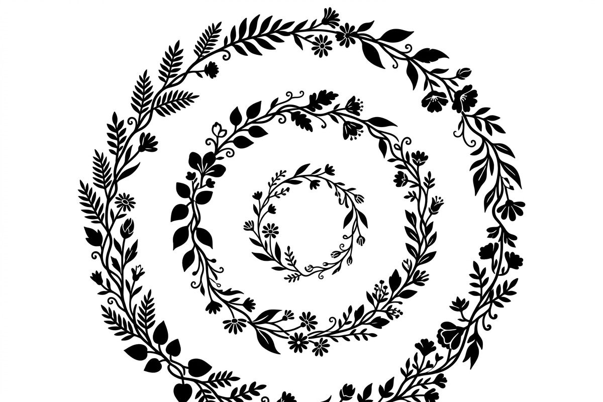 50 Elegant Floral Leaf Spiral Frame, a Decorative Illustration by Amazin_art (Photo 8 of 41)