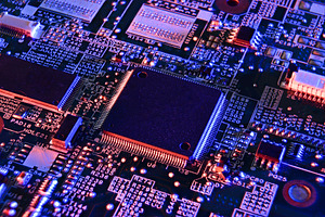 Futuristic Microchip with Neon Circuitry, a Technology Photo by Davizro's Market