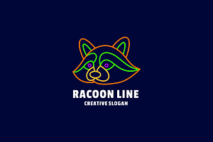 Racoon Line art Logo Template