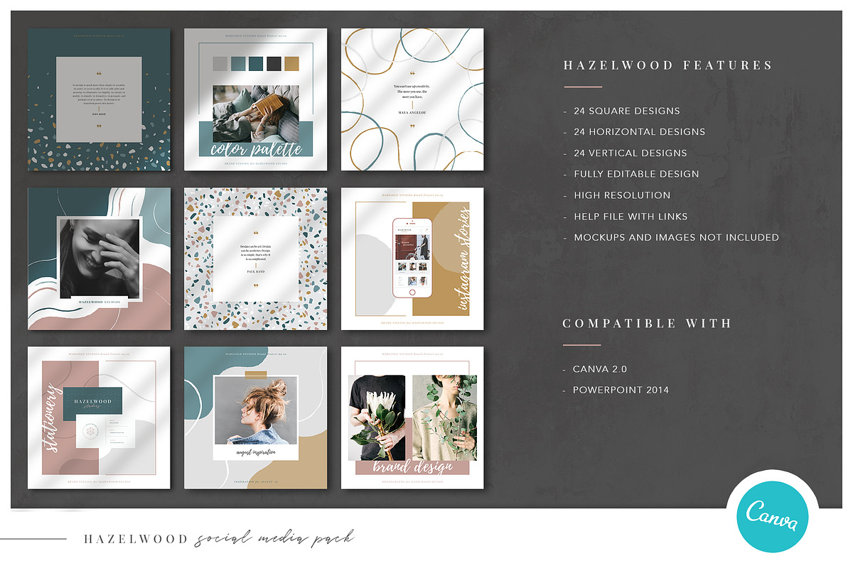 HAZELWOOD | Social | Canva & PPT, a Social Media Template by Marigold Studios (Photo 2 of 9)