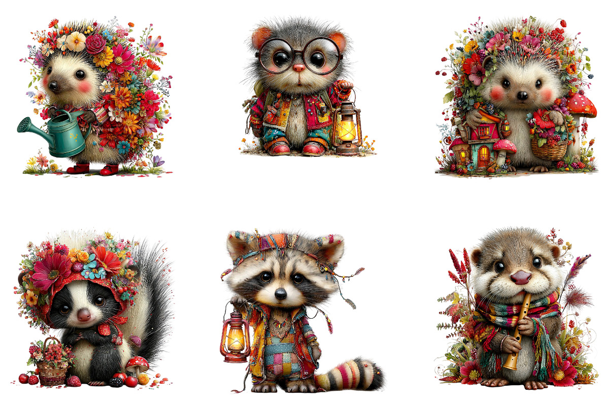 Cute Whimsical Forest Animals PNG, a Seasonal Illustration by CreationArt (Photo 6 of 6)