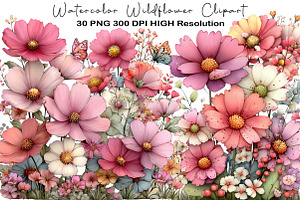 Watercolor Wildflower Clipart, an Illustration by Black Bird Studio