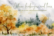 Watercolor fall landscapes & trees., an Illustration by Elena Medvedeva (Thumbnail 4 of 8)