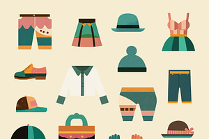 A set of isolated clothing items, a Duotone Icon by Sybillla