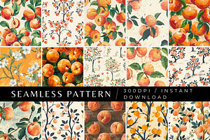 15 Peaches Seamless Patterns