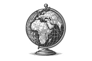 globe showing continents vector, an Object Illustration by AlexArt