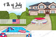 4th of July Scene, a Seasonal Illustration by GlamArtZhanna (Thumbnail 1 of 3)