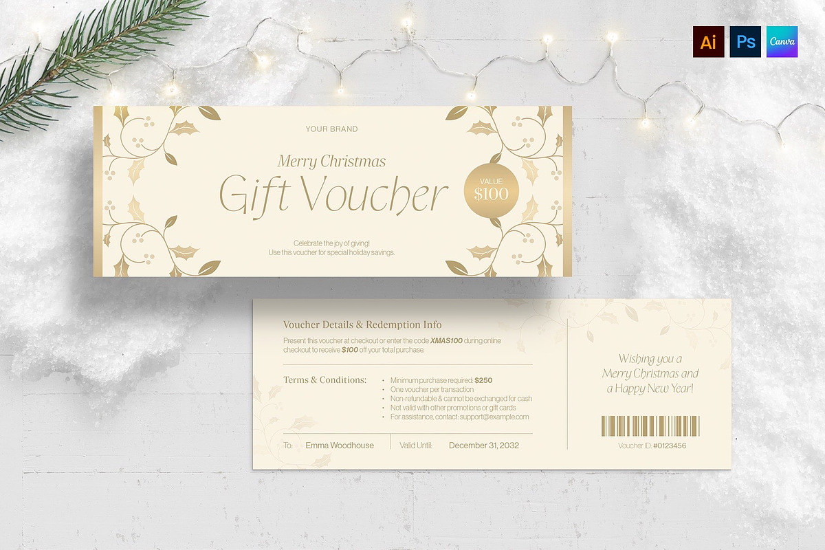 Christmas Gift Voucher & Coupon, a Stationery Template by BrandPacks (Photo 2 of 5)
