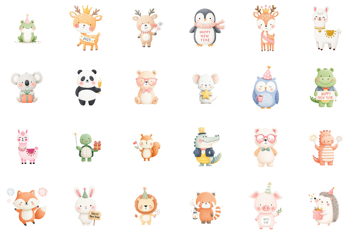 New Year Animal Clipart, an Illustration by Sublimation Artist (Photo 2 of 6)