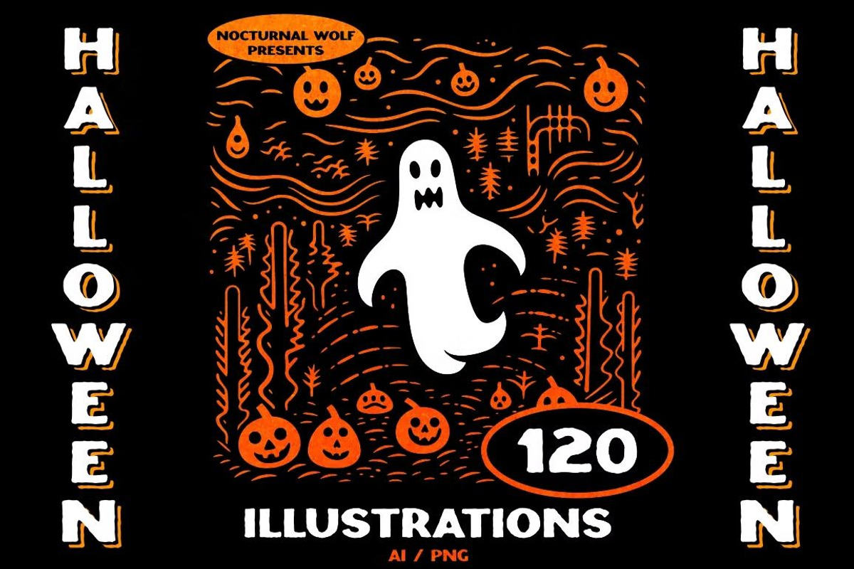 120 Macabre Halloween illustrations, an Object Illustration by Nocturnal Wolf (Photo 1 of 12)