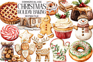 Christmas Holiday Baking Clipart Bun, an Illustration by Daily.Designs