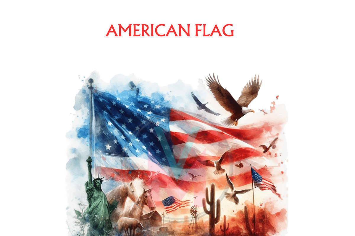 American Flag Clipart Bundle, USA, a Seasonal Illustration by VM PARTYS  BY TAIRUMA (Photo 9 of 10)