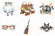 Groovy Retro Halloween Clipart, an Illustration by DreamPrint404 (Thumbnail 4 of 5)