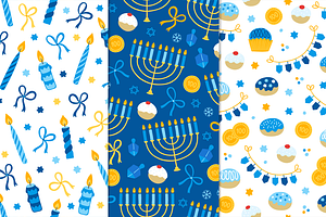 12 Hanukkah Seamless Patterns