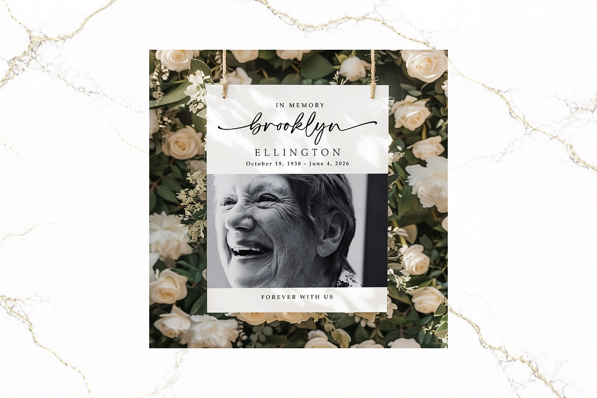 Funeral Welcome Sign B&W Canva FR004, a Poster Template by TyphoonStudio (Photo 6 of 10)
