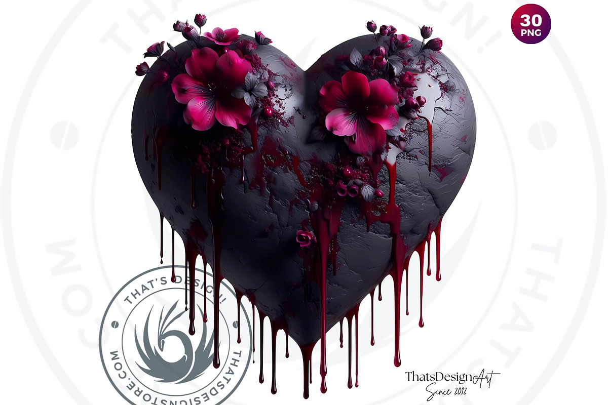 Dark Valentine Hearts clipart Set, a Seasonal Illustration by ThatsDesignArt (Photo 8 of 10)