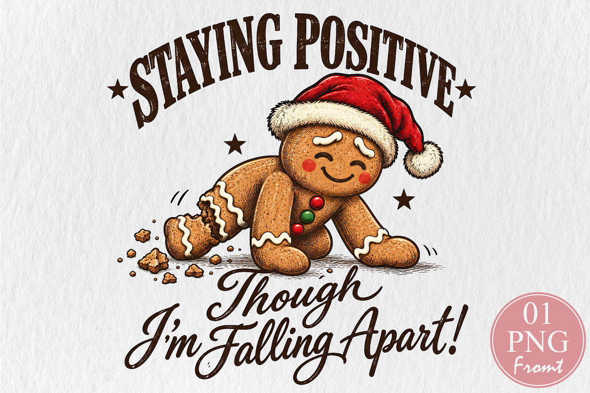 Funny Christmas Gingerbread Man PNG, a Seasonal Illustration by Rose Art (Photo 1 of 4)