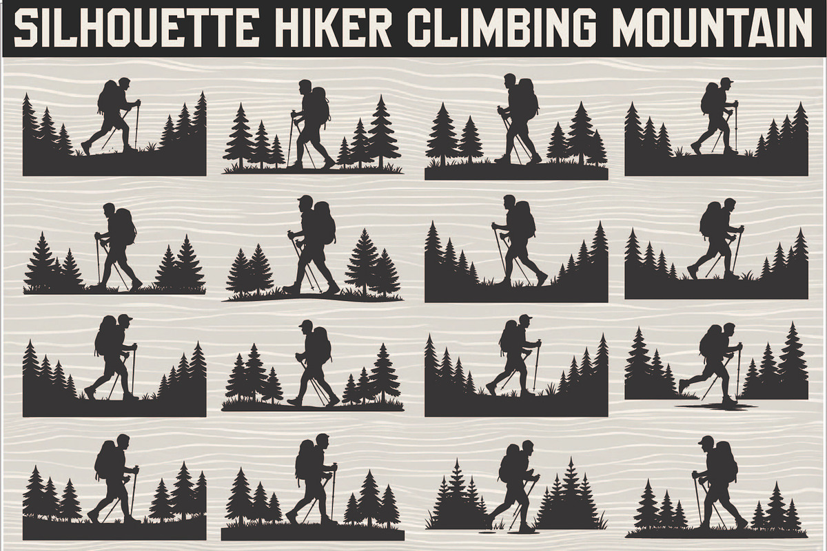 silhouette hiker climbing a mountain, an Illustration by Amazin_art (Photo 1 of 17)