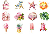 Watercolor Summer Beach Clipart PNG, an Illustration by Dream Creation (Thumbnail 4 of 5)