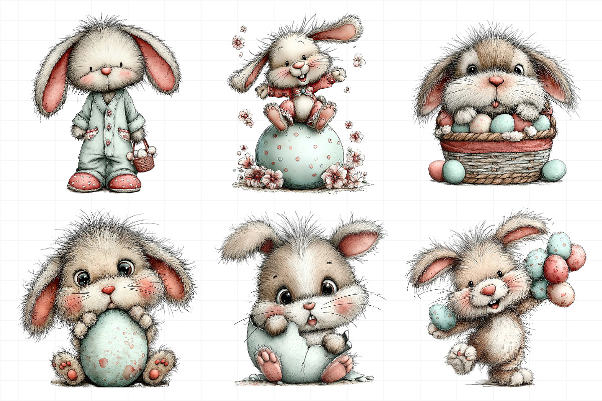 Whimsical Funny Easter Bunny Clipart, an Illustration by Daily.Designs (Photo 5 of 7)