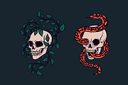 Horror vintage skull tattoo art set, a Decorative Illustration by Good Studio (Thumbnail 5 of 16)