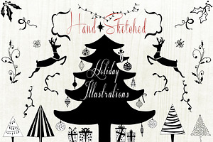 Hand Sketched Holiday Elements #2