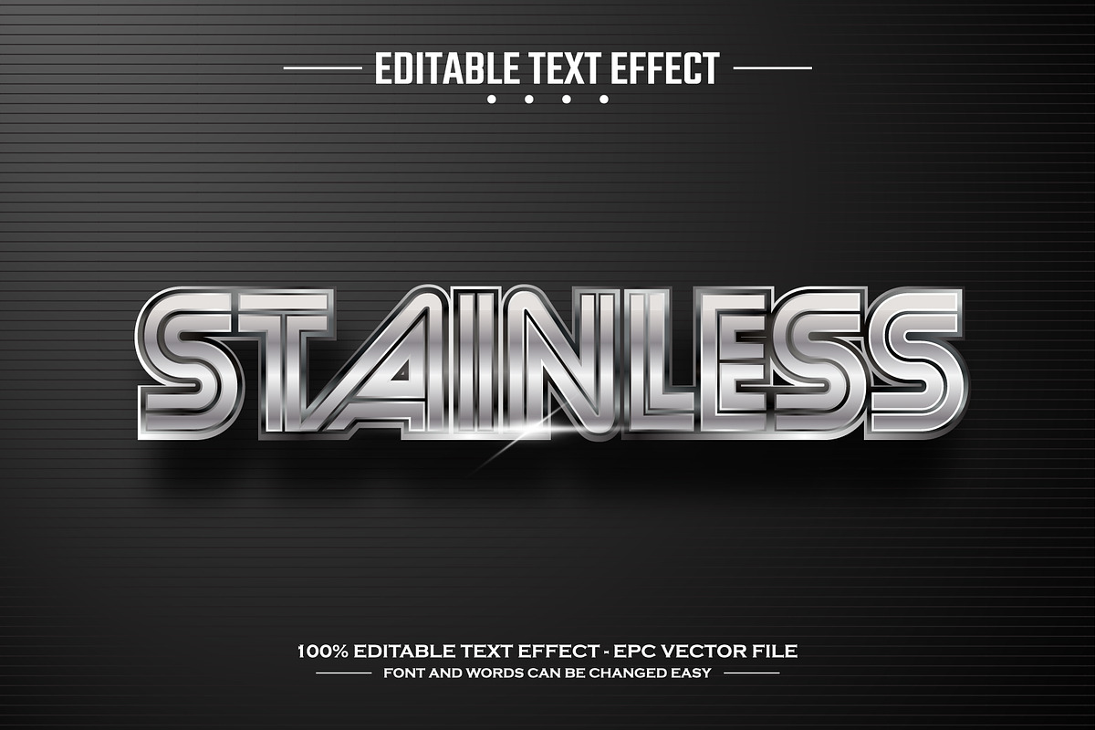 Stainless 3D editable text effect, a Layer Style Add-On by nicemorning